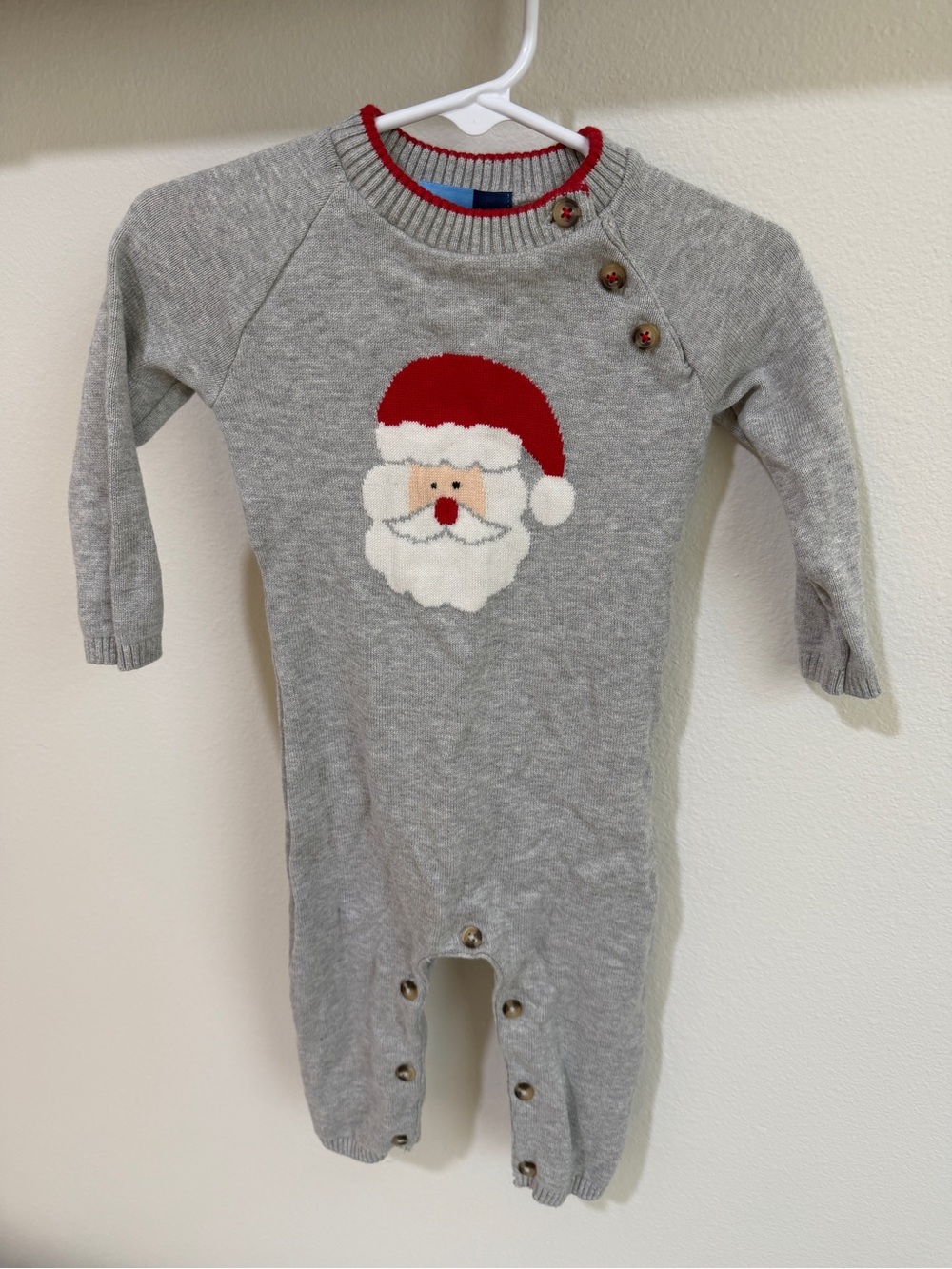 Good Lad Gray and Red Santa Knit Onesie